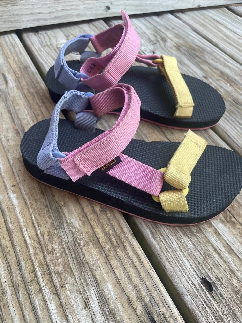 Teva Original Universal Kids Pink Purple Yellow Sport Sandals Size K13